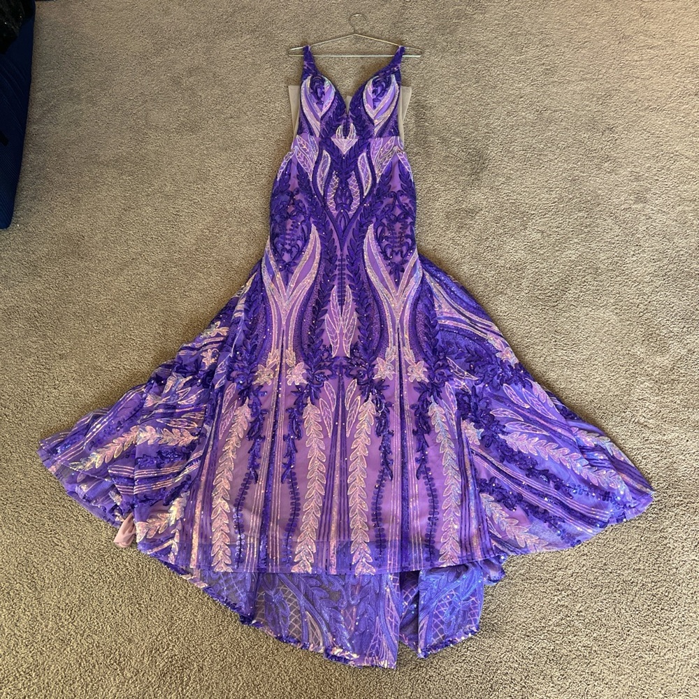 BRAND NEW zapaka Purple sparkly embellished prom dress. Low back low cut